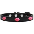 Mirage Pet Products Pink Glitter Lips Widget Dog CollarBlack Size 18 631-9 BK18